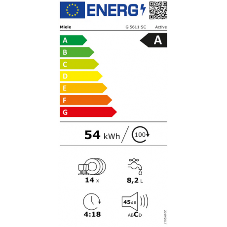MIELE G 5611 SC Active Φωτεινό λευκό Ελεύθερο Πλυντήριο Πιάτων 60cm